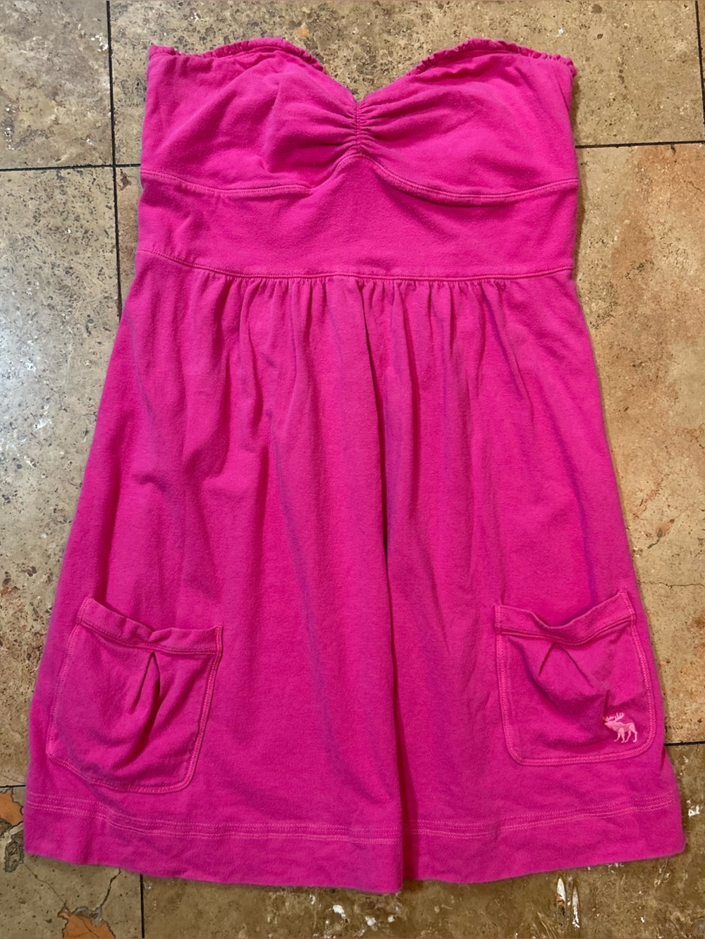 Vintage Y2K Abercrombie & Fitch Pink Ruffle Babydoll Tube Top Mini Dress